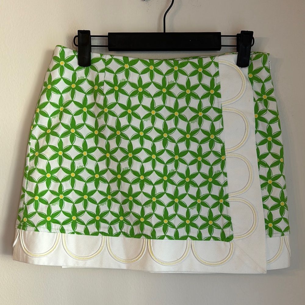 Lilly Pulitzer floral Green and White Patterned Skort skirt preppy tennis core 2